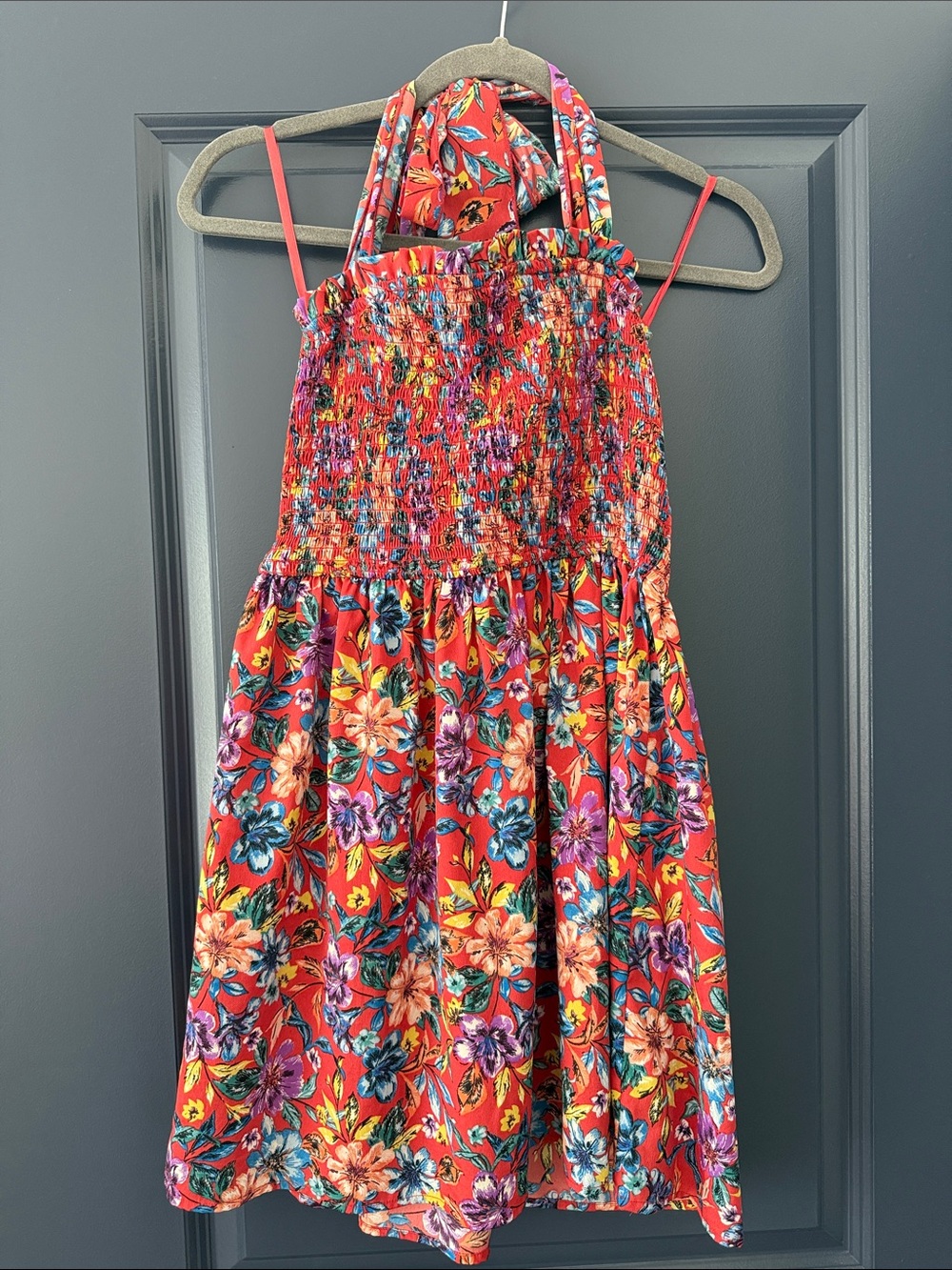 BOG COLLECTIVE floral halter mini dress